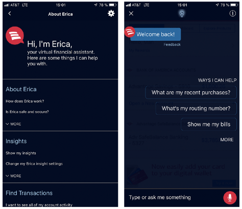Erica chatbot- Bank of America